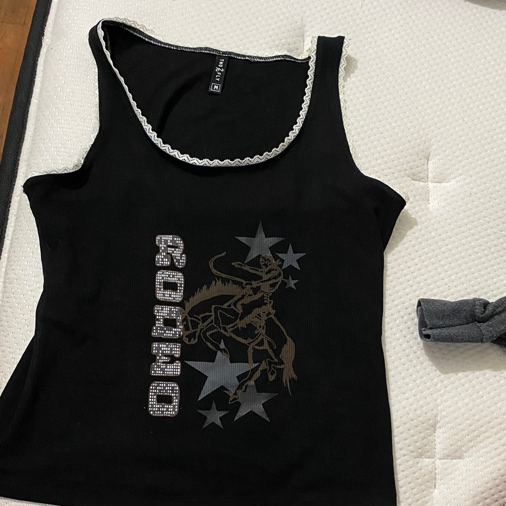 Trendy Black Graphic Tank Top